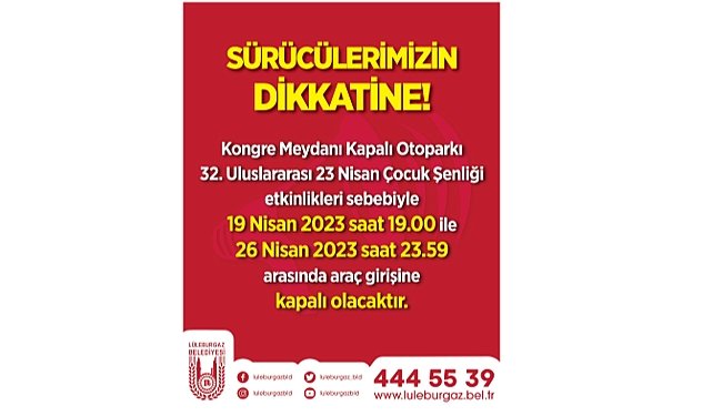 Lüleburgaz Belediyesinden Duyuru