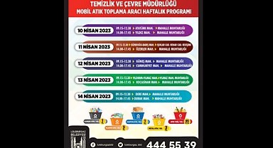 Mobil Atık Toplama Haftalık Mahalle Programı