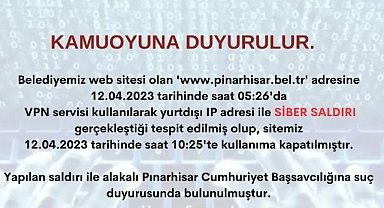 Pınarhisar Belediyesine Siber Saldırı