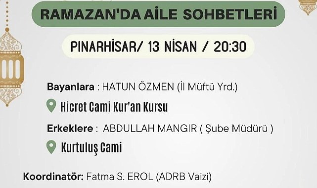Ramazan’da Aile Sohbetleri Pınarhisar’da