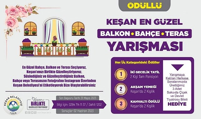 Keşan’da “En Güzel Bahçe, Balkon ve Teras Yarışması”