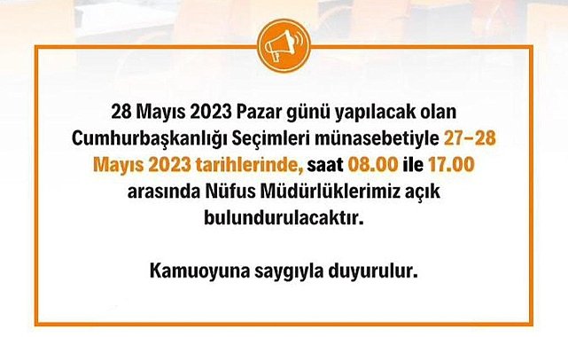 Nüfus Müdürlükleri Bugün Ve Yarın Açık Olacak