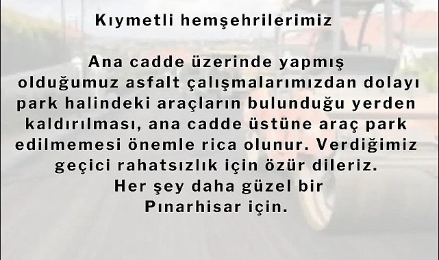 Pınarhisar Belediyesi’nden Araç Sahiplerine Duyuru