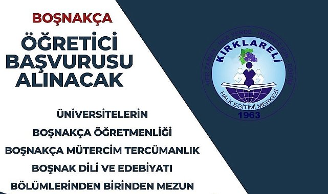 Halk Eğitim Merkezi Boşnakça Öğreticisi Arıyor