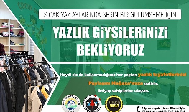 Keşan Belediyesi Paylaşım Mağazası Kullanmadığınız Giysilere Talip