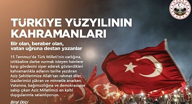 Vali Ekici’den 15 Temmuz Mesajı; “Şehitlerimizi Ve Gazilerimizi Asla Unutmayacağız”